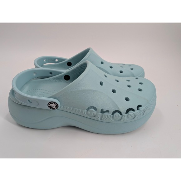 CROCS Shoes - Crocs Baya Platform Clogs Womens 11 Arctic Light Blue Slip On Sandals 208186